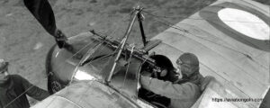 In 1914, Roland Garros attached a machine gun to his aircraft